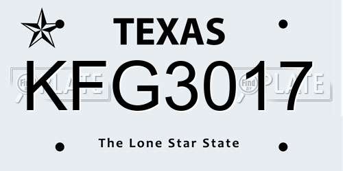 KFG3017 Texas License Plate