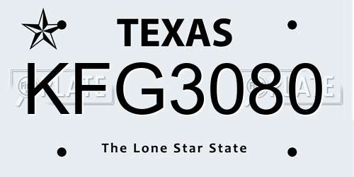 KFG3080 Texas License Plate