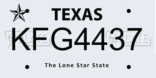 KFG4437 Texas License Plate