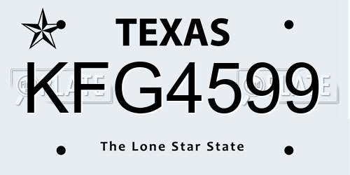 KFG4599 Texas License Plate