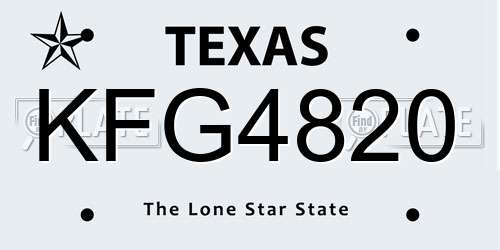 KFG4820 Texas License Plate