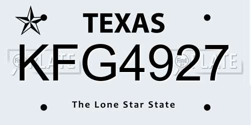 KFG4927 Texas License Plate