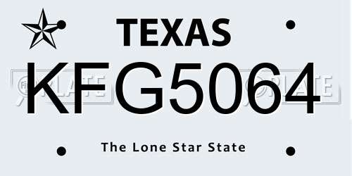 KFG5064 Texas License Plate