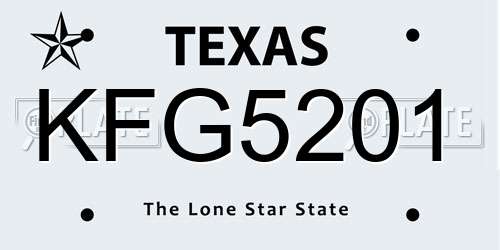 KFG5201 Texas License Plate