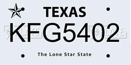 KFG5402 Texas License Plate