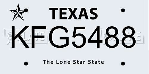 KFG5488 Texas License Plate