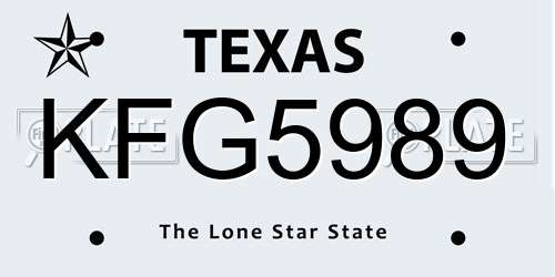 KFG5989 Texas License Plate