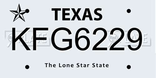 KFG6229 Texas License Plate