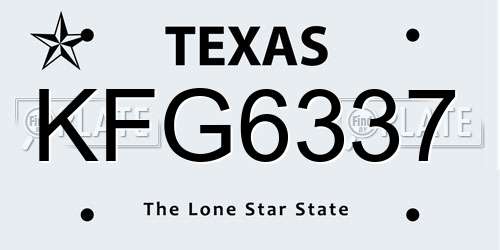KFG6337 Texas License Plate