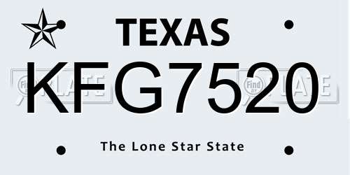 KFG7520 Texas License Plate