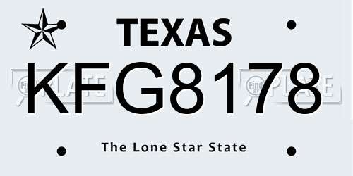 KFG8178 Texas License Plate
