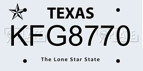 KFG8770 Texas License Plate