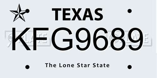 KFG9689 Texas License Plate