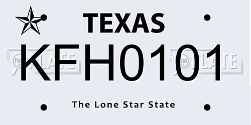 KFH0101 Texas License Plate