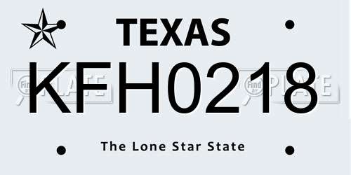 KFH0218 Texas License Plate