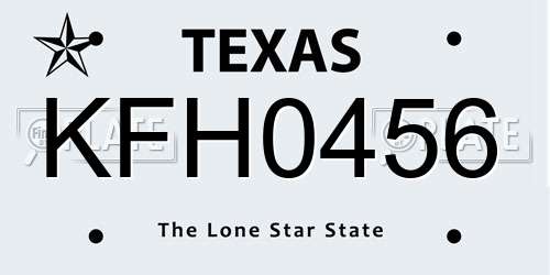 KFH0456 Texas License Plate
