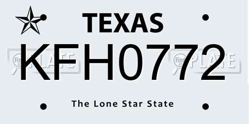 KFH0772 Texas License Plate