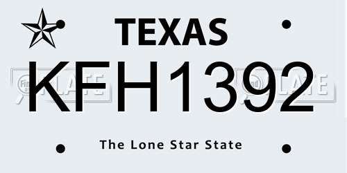 KFH1392 Texas License Plate