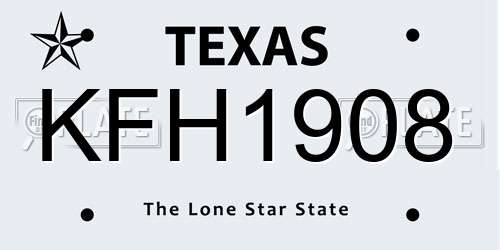 KFH1908 Texas License Plate