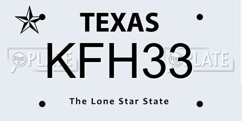 KFH33 Texas License Plate