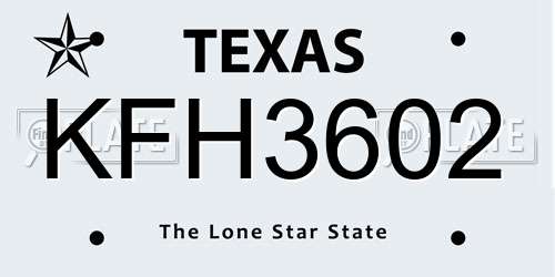 KFH3602 Texas License Plate