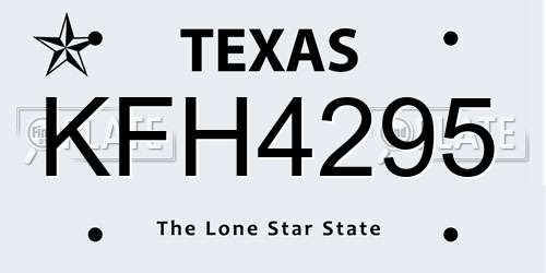 KFH4295 Texas License Plate