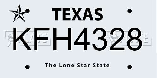 KFH4328 Texas License Plate