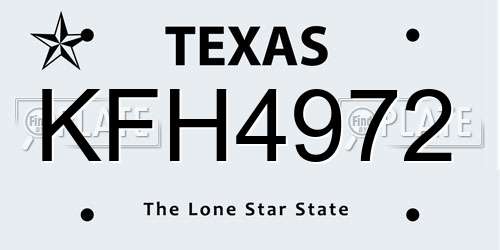KFH4972 Texas License Plate