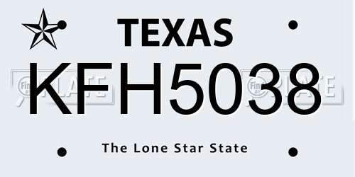 KFH5038 Texas License Plate