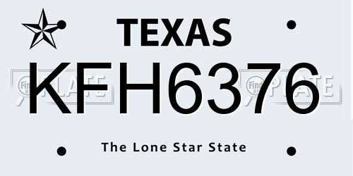 KFH6376 Texas License Plate