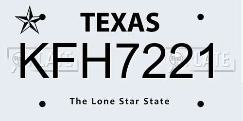 KFH7221 Texas License Plate