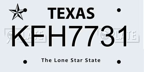 KFH7731 Texas License Plate
