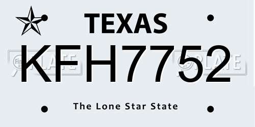 KFH7752 Texas License Plate