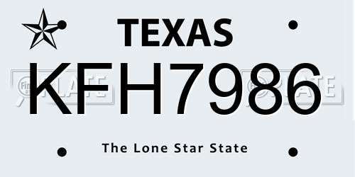 KFH7986 Texas License Plate