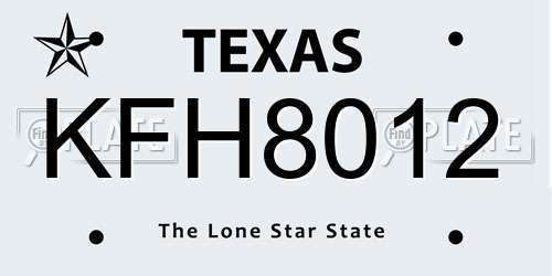 KFH8012 Texas License Plate