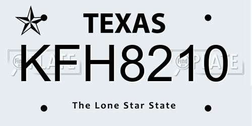 KFH8210 Texas License Plate