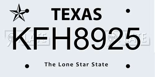 KFH8925 Texas License Plate