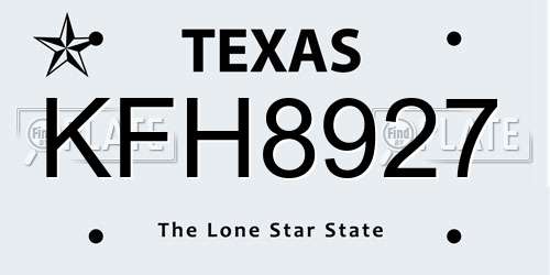KFH8927 Texas License Plate