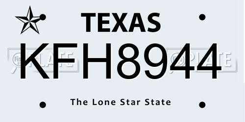 KFH8944 Texas License Plate