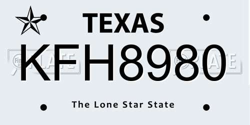 KFH8980 Texas License Plate