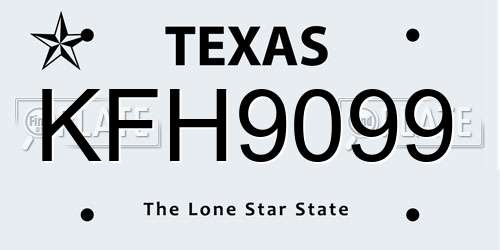 KFH9099 Texas License Plate