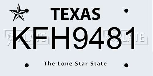 KFH9481 Texas License Plate