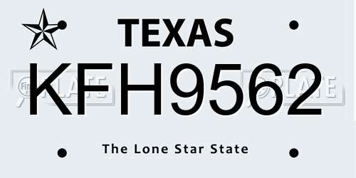KFH9562 Texas License Plate
