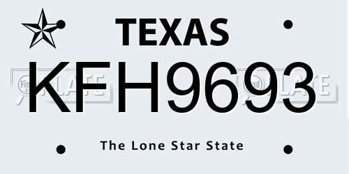 KFH9693 Texas License Plate