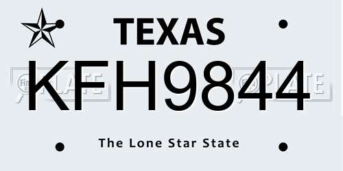 KFH9844 Texas License Plate