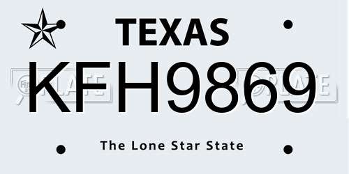KFH9869 Texas License Plate