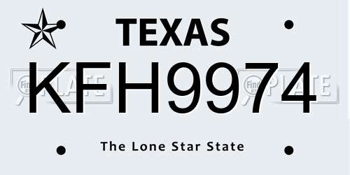 KFH9974 Texas License Plate