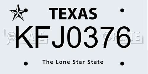 KFJ0376 Texas License Plate