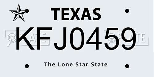KFJ0459 Texas License Plate