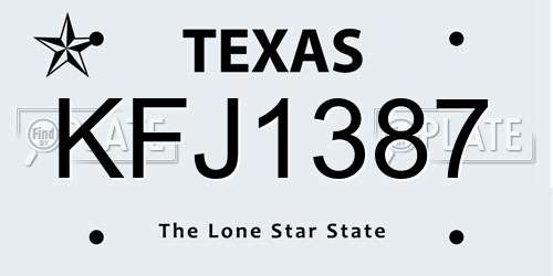 KFJ1387 Texas License Plate